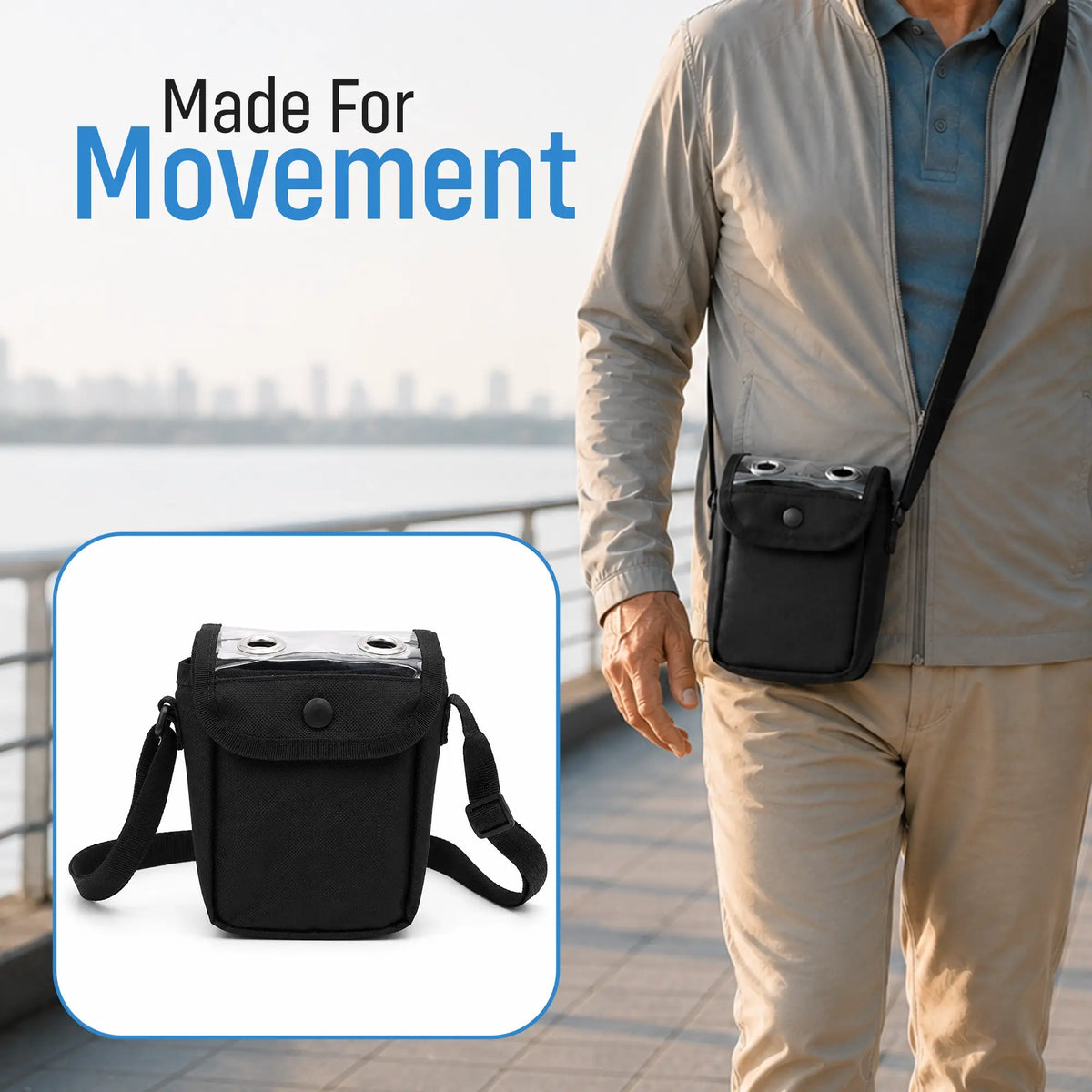 Protective Carry Bag For 1-3L/Min Portable Oxygen Concentrator | Adjustable Shoulder Support