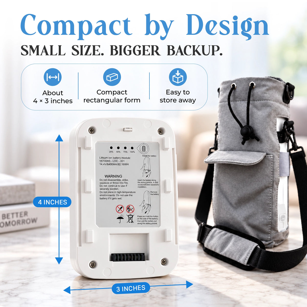 6600mAh Rechargeable Battery for 1–5L Portable Oxygen Concentrator