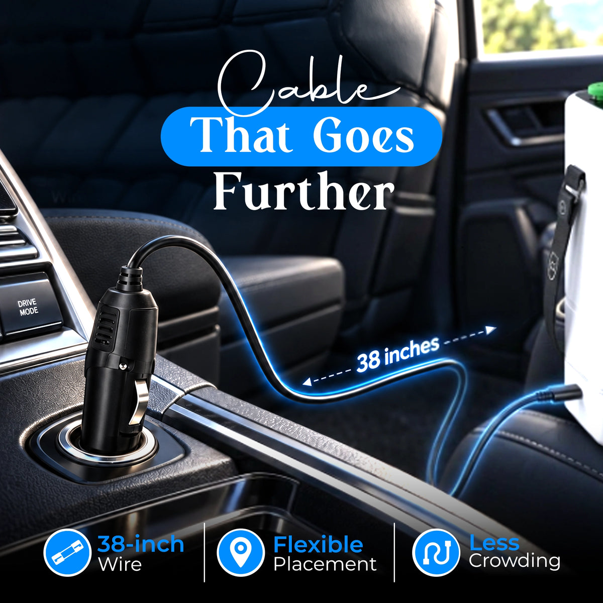 Car Charging Cable for 1-5L Portable Oxygen Concentrator