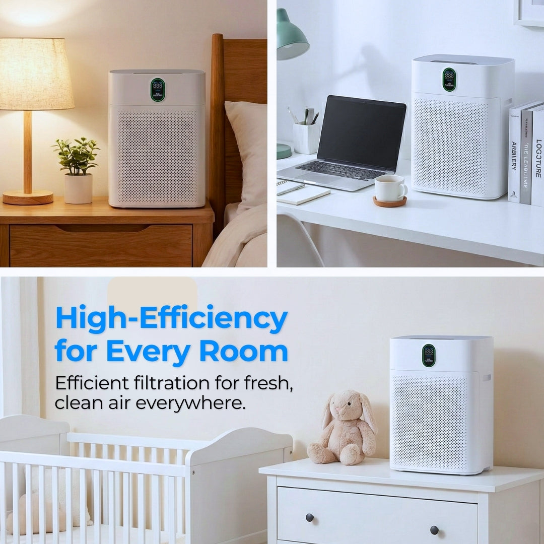 Purio Smart HEPA Air Purifier – 300m³/h CADR | For Home, Office & Bedroom