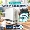 1–7L Portable Oxygen Concentrator | Pulse Flow | Up to 10-Hour Battery | 90% O₂ Purity