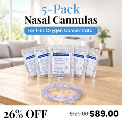 5-Pack Nasal Cannula for 1–8L Portable Oxygen Concentrator