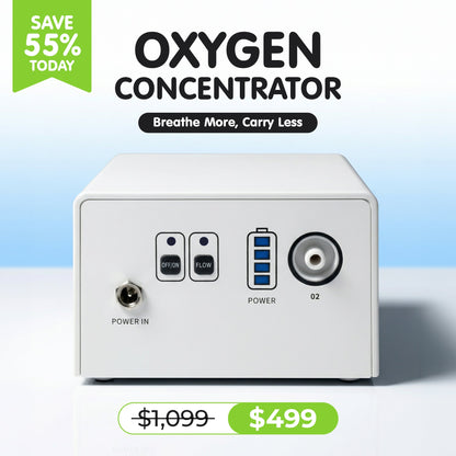 1-3L/Min Portable Oxygen Concentrator | 10-12 Hours Continuous Flow Battery Life | Free Carry Bag