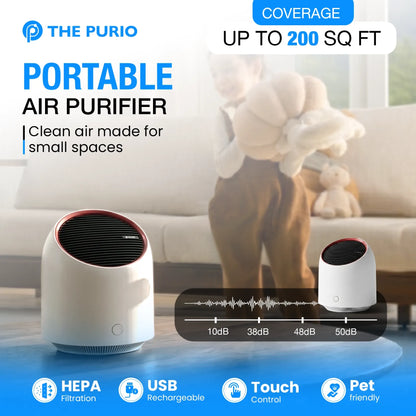 ThePurio Portable Mini Air Purifier with HEPA Filter: USB Rechargeable, Ideal for Offices, Dorms & Kitchens