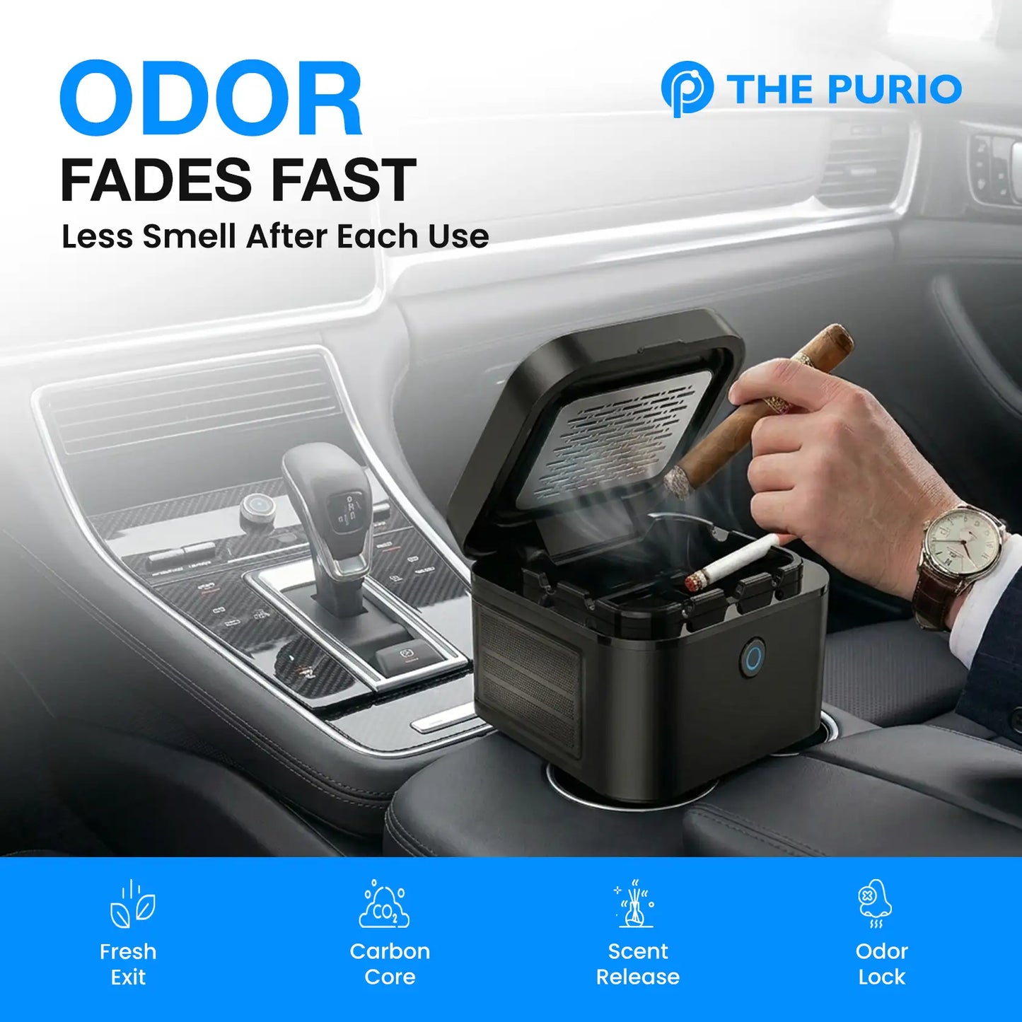 ThePurio Smokeless Ashtray Purifier (Fresh Air in Your Car, Home, and Office)