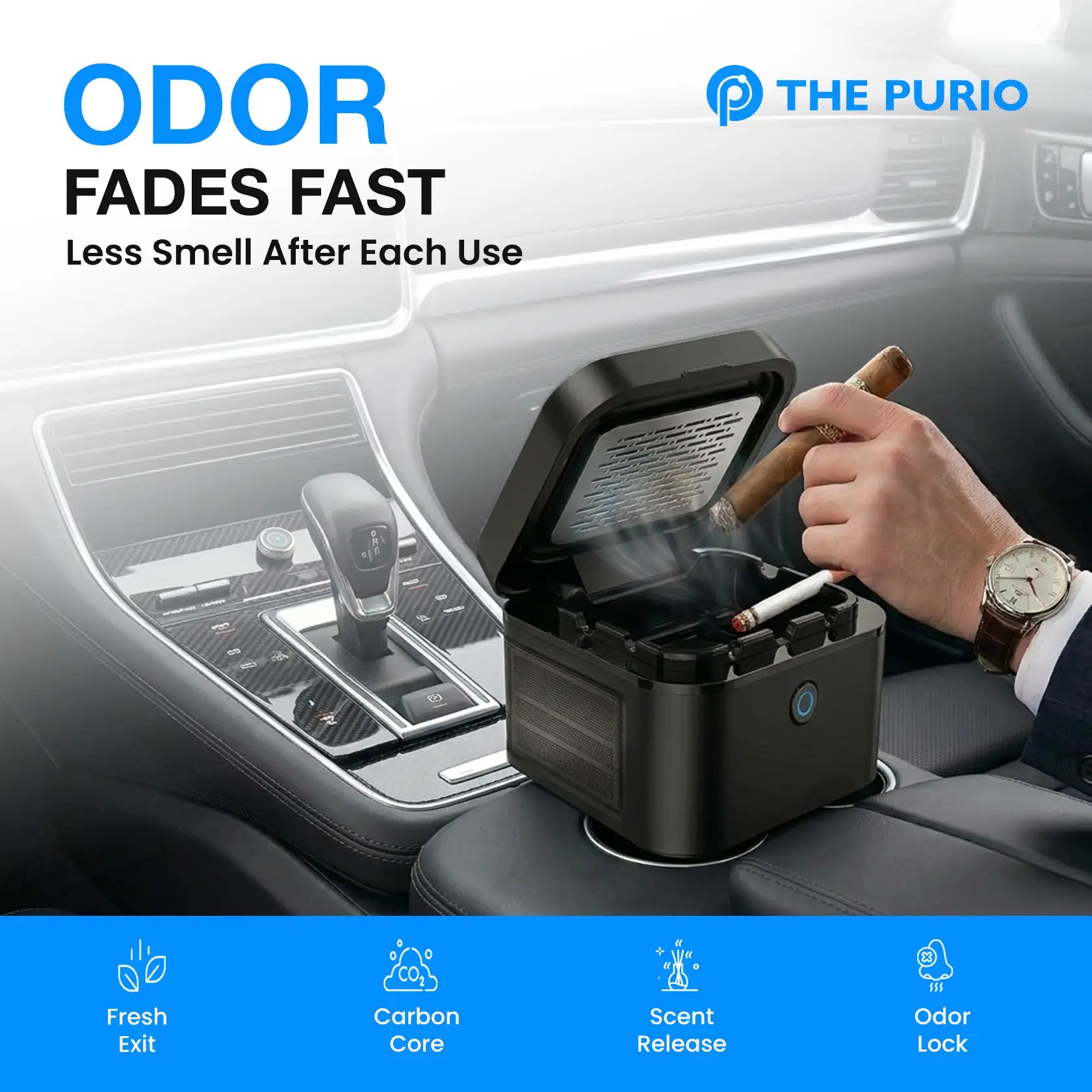 ThePurio Smokeless Ashtray Purifier (Fresh Air in Your Car, Home, and Office)
