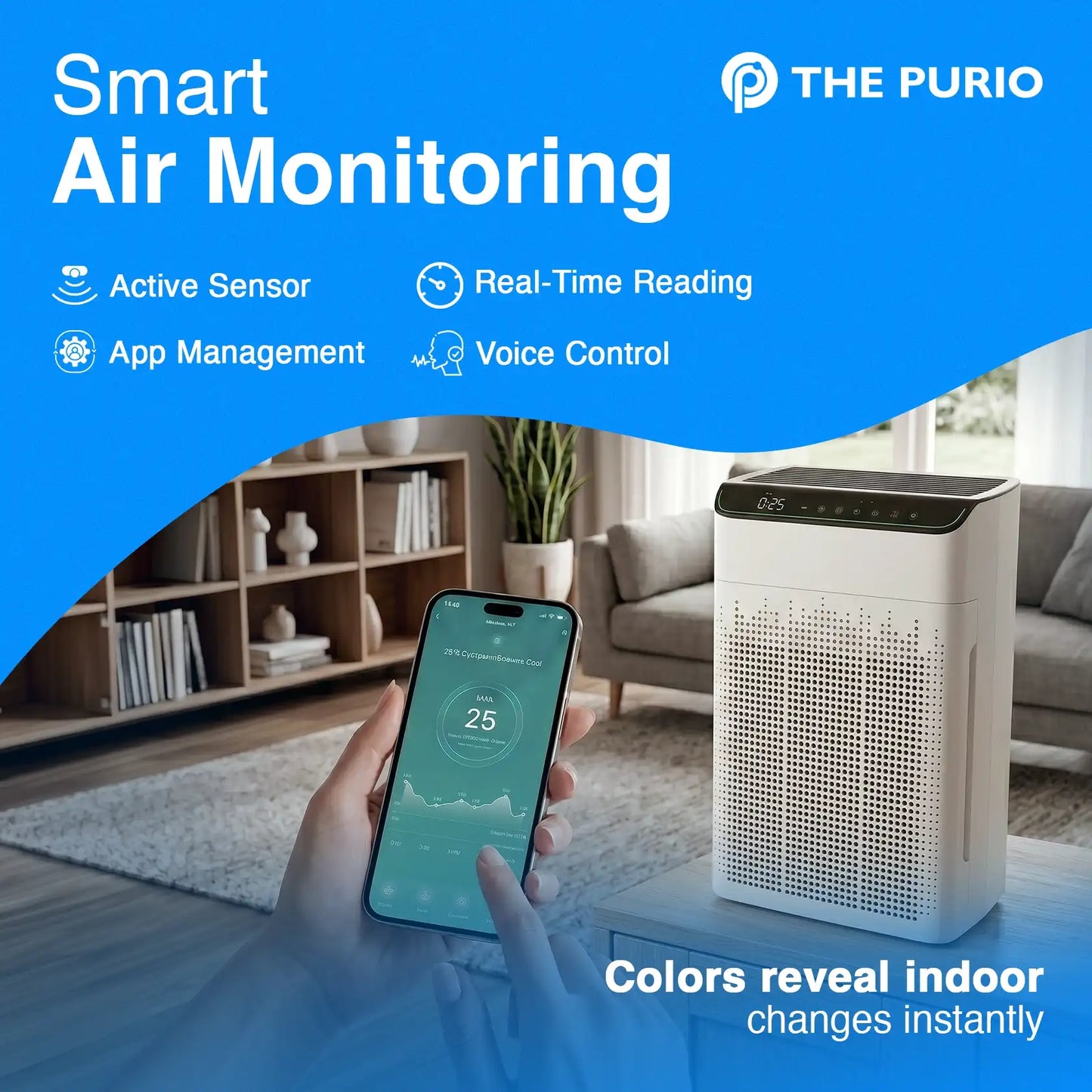 Thepurio WiFi Air Purifier for Large Rooms, HEPA, Alexa, PM2.5, 23dB