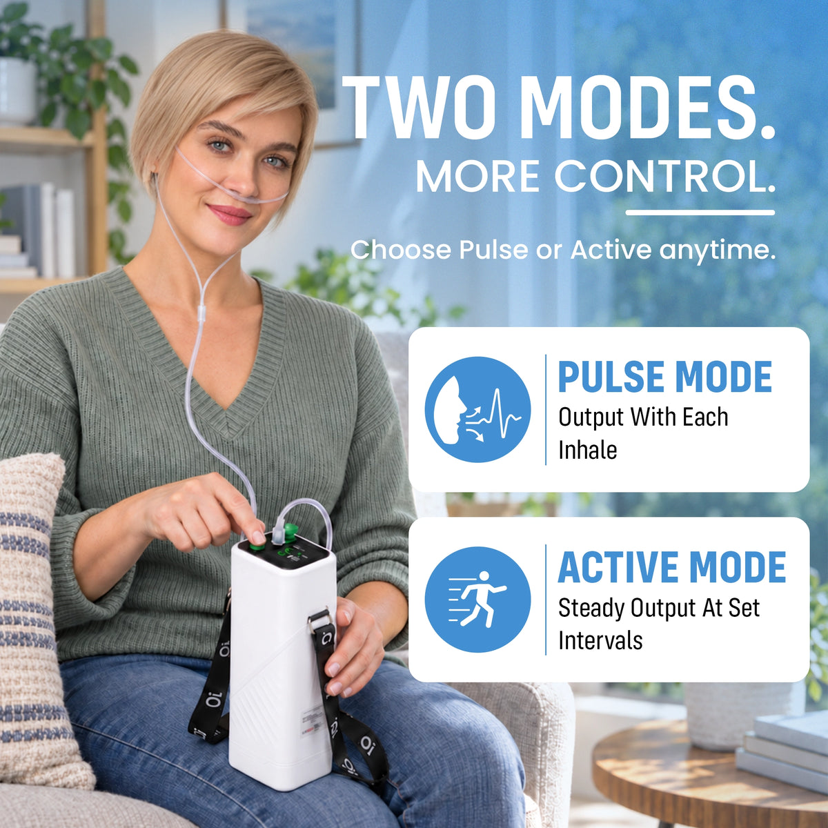 1–5L Smart Portable Oxygen Concentrator | Pulse & Active Flow | Up to 12-Hr Battery | 95% Purity | 3.5 lbs