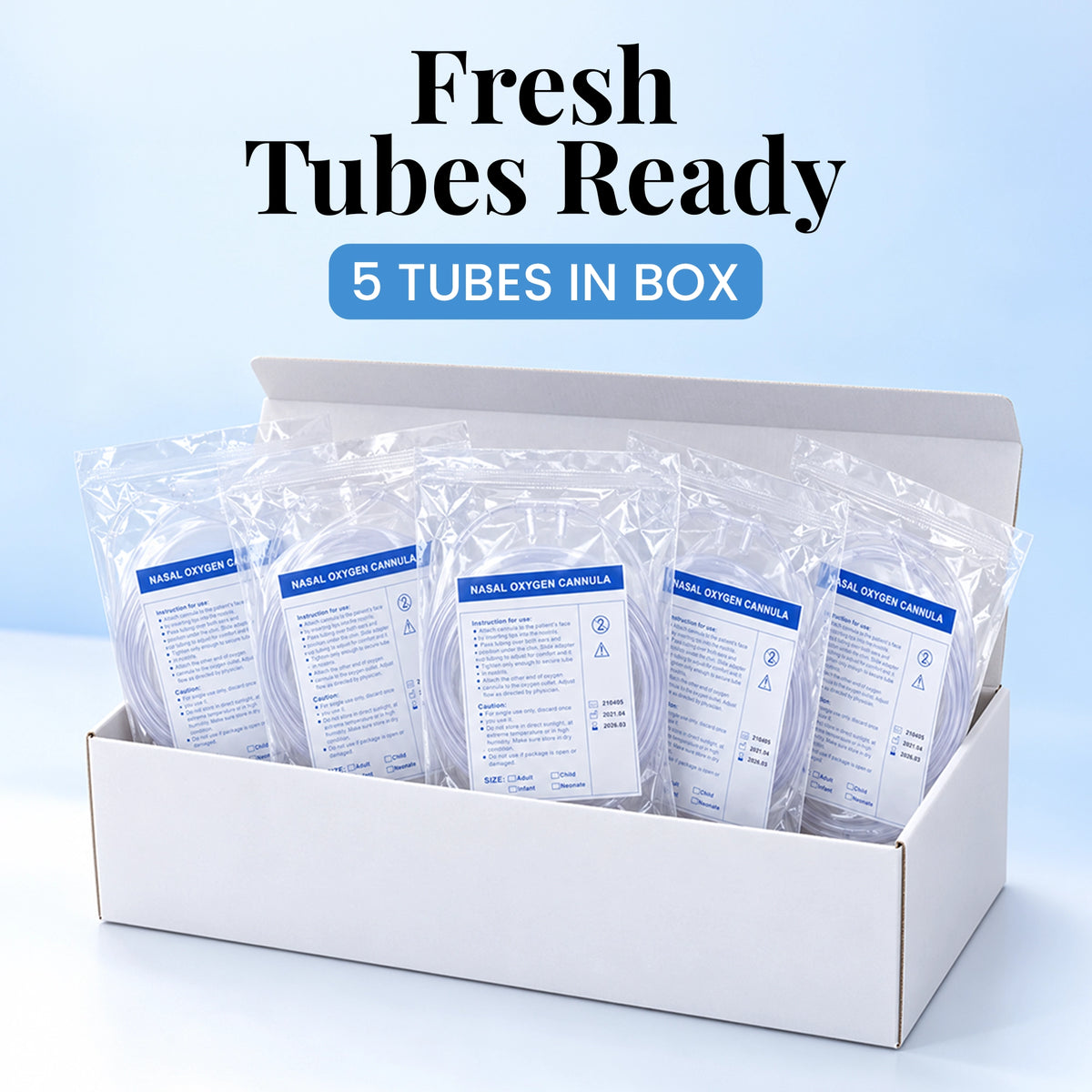 5-Pack Nasal Cannula for 1–8L Portable Oxygen Concentrator