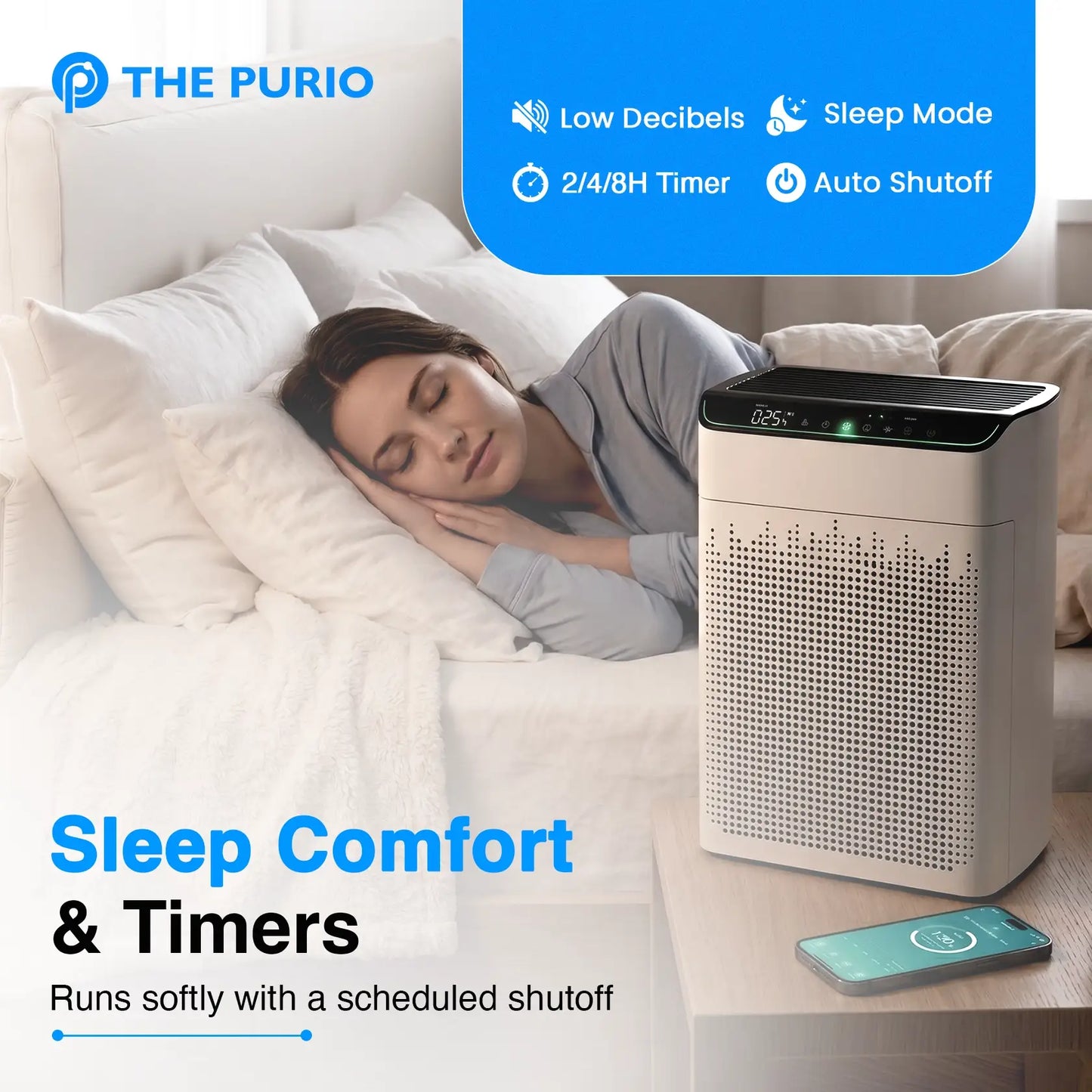 Thepurio WiFi Air Purifier for Large Rooms, HEPA, Alexa, PM2.5, 23dB