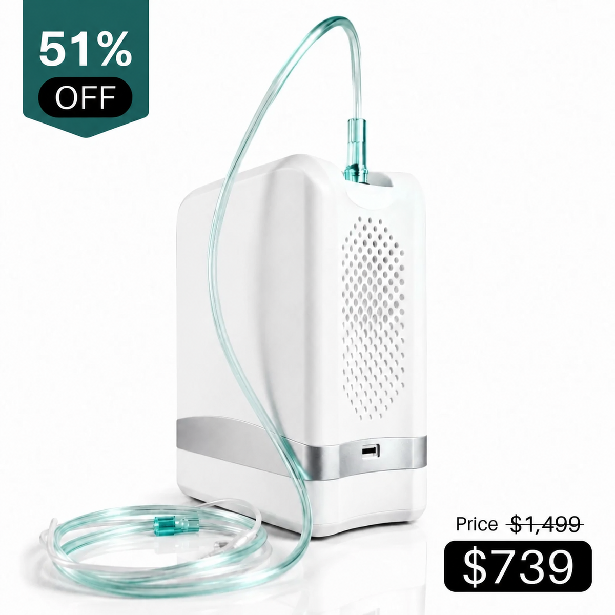 1-7L Portable Oxygen Concentrator for Home & Travel | 90% Pure O2 | 10-Hr Battery | Smart Pulse Flow
